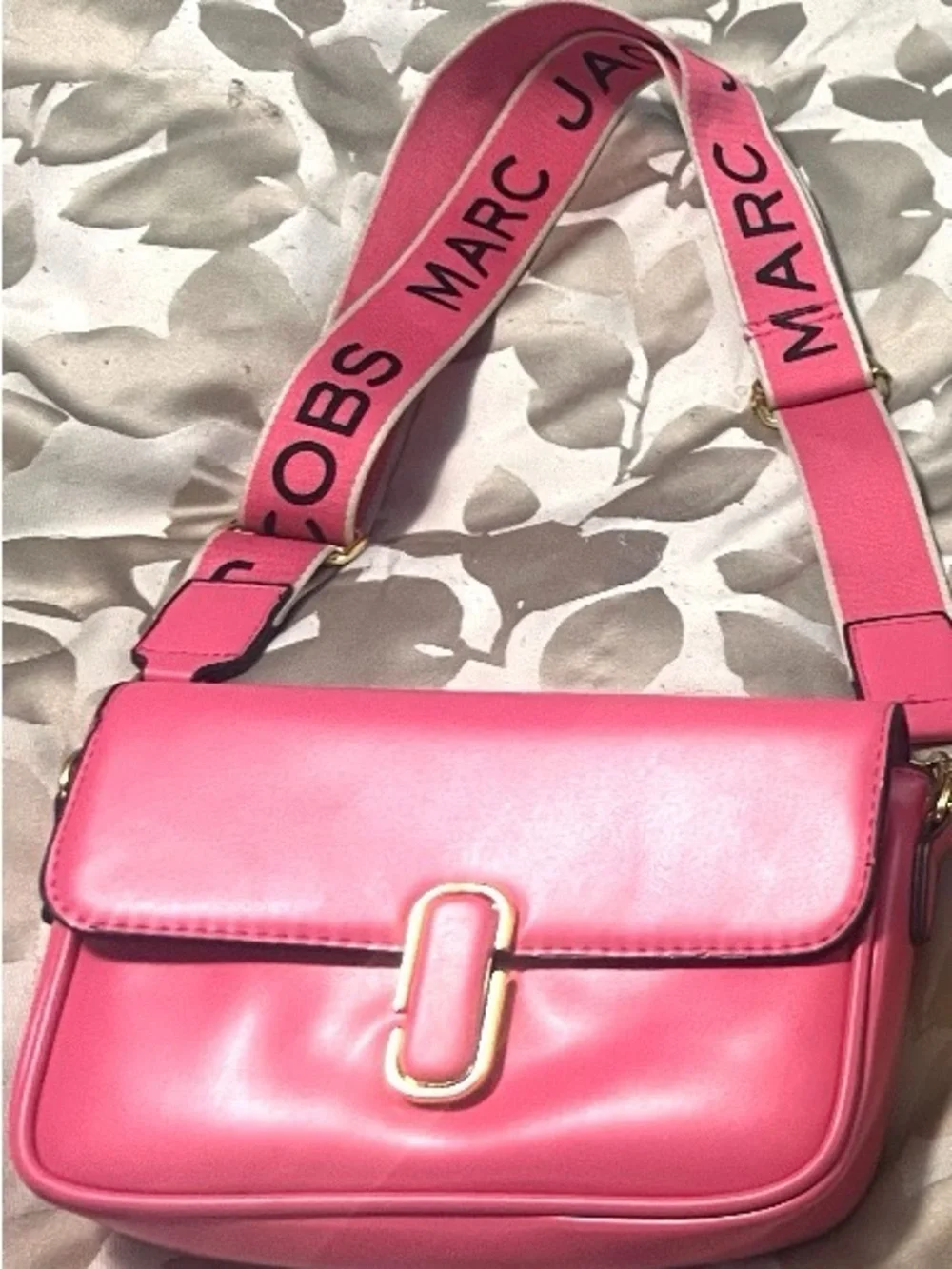 Hot Pink MJ Women’s Crossbody Bag with Gold Hardware